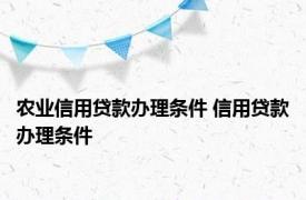 农业信用贷款办理条件 信用贷款办理条件 