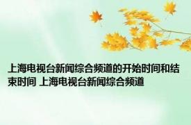 上海电视台新闻综合频道的开始时间和结束时间 上海电视台新闻综合频道 