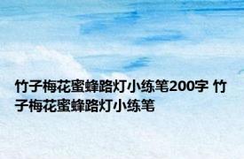 竹子梅花蜜蜂路灯小练笔200字 竹子梅花蜜蜂路灯小练笔 