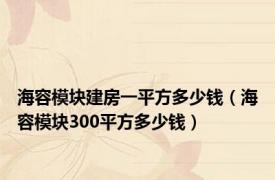 海容模块建房一平方多少钱（海容模块300平方多少钱）