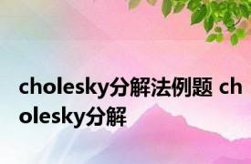 cholesky分解法例题 cholesky分解 