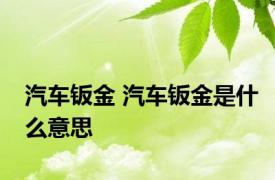 汽车钣金 汽车钣金是什么意思 