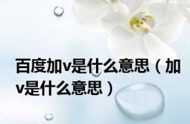 百度加v是什么意思（加v是什么意思）