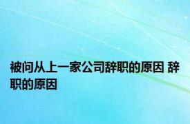 被问从上一家公司辞职的原因 辞职的原因 