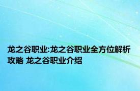 龙之谷职业:龙之谷职业全方位解析攻略 龙之谷职业介绍 