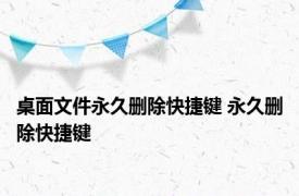 桌面文件永久删除快捷键 永久删除快捷键 