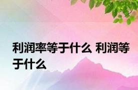 利润率等于什么 利润等于什么 