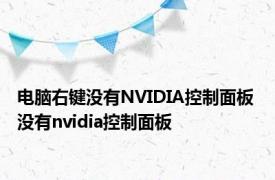 电脑右键没有NVIDIA控制面板 没有nvidia控制面板 