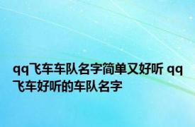 qq飞车车队名字简单又好听 qq飞车好听的车队名字 