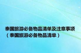 泰国旅游必备物品清单及注意事项（泰国旅游必备物品清单）