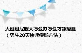 大腿粗屁股大怎么办怎么才能瘦腿（男生20天快速瘦腿方法）