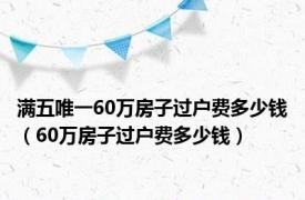 满五唯一60万房子过户费多少钱（60万房子过户费多少钱）