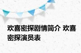 欢喜密探剧情简介 欢喜密探演员表 