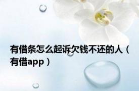 有借条怎么起诉欠钱不还的人（有借app）