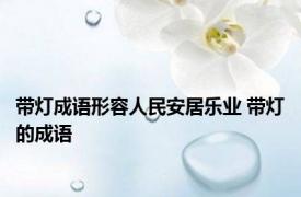 带灯成语形容人民安居乐业 带灯的成语 