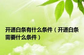 开通白条有什么条件（开通白条需要什么条件）