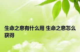 生命之息有什么用 生命之息怎么获得 