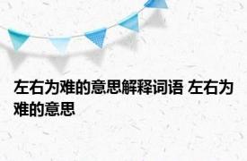 左右为难的意思解释词语 左右为难的意思 