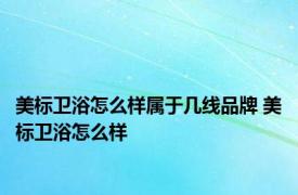 美标卫浴怎么样属于几线品牌 美标卫浴怎么样 