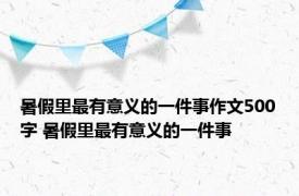 暑假里最有意义的一件事作文500字 暑假里最有意义的一件事 