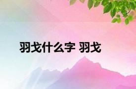 羽戈什么字 羽戈 