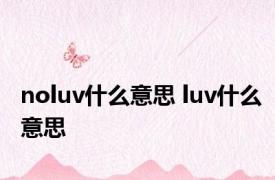 noluv什么意思 luv什么意思 