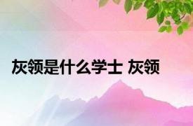 灰领是什么学士 灰领 