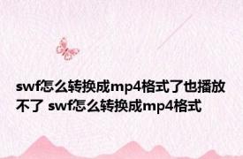 swf怎么转换成mp4格式了也播放不了 swf怎么转换成mp4格式 