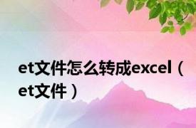 et文件怎么转成excel（et文件）