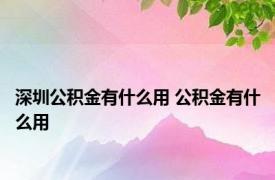 深圳公积金有什么用 公积金有什么用 