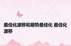 最佳化漂移和顺势最佳化 最佳化漂移 