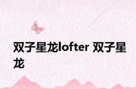 双子星龙lofter 双子星龙 