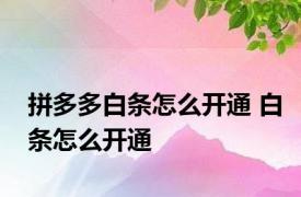 拼多多白条怎么开通 白条怎么开通 