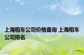 上海租车公司价格查询 上海租车公司排名 