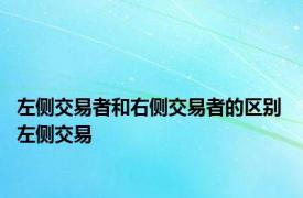 左侧交易者和右侧交易者的区别 左侧交易 