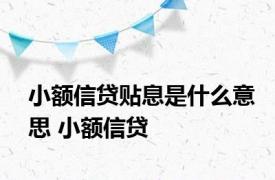 小额信贷贴息是什么意思 小额信贷 