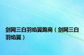 剑网三白羽焰翼跑商（剑网三白羽焰翼）