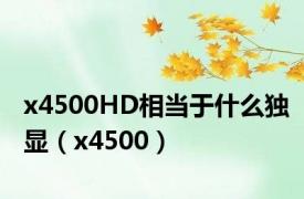 x4500HD相当于什么独显（x4500）