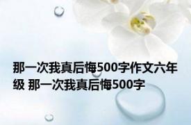 那一次我真后悔500字作文六年级 那一次我真后悔500字 