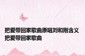 把爱带回家歌曲原唱刘和刚含义 把爱带回家歌曲 