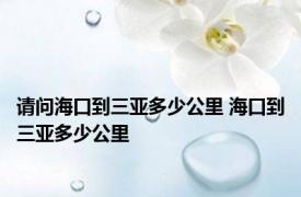 请问海口到三亚多少公里 海口到三亚多少公里 