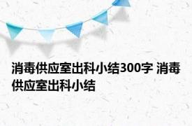 消毒供应室出科小结300字 消毒供应室出科小结 