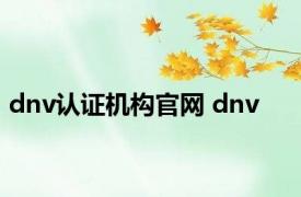 dnv认证机构官网 dnv 