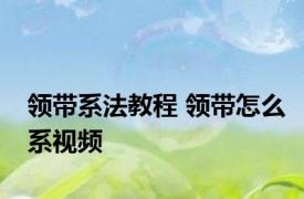 领带系法教程 领带怎么系视频 