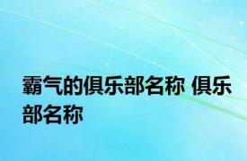 霸气的俱乐部名称 俱乐部名称 