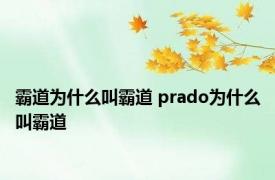 霸道为什么叫霸道 prado为什么叫霸道 