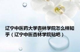 辽宁中医药大学杏林学院怎么样知乎（辽宁中医杏林学院贴吧）