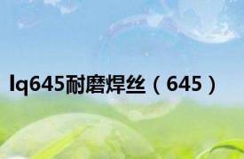 lq645耐磨焊丝（645）