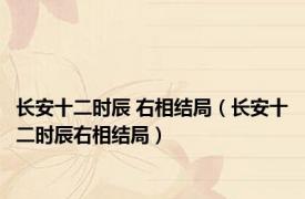 长安十二时辰 右相结局（长安十二时辰右相结局）