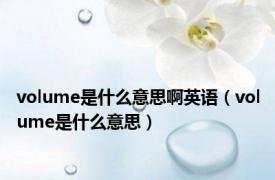 volume是什么意思啊英语（volume是什么意思）